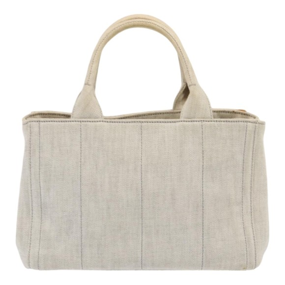 PRADA Bijoux Canapa PM Hand Bag Canvas 2way Gray Silver Auth 85622 - Picture 2 of 16